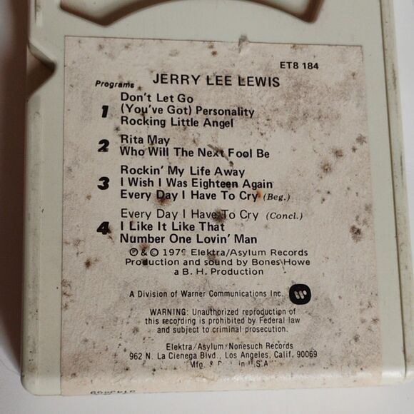 1979 Jerry Lee Lewis Self-Titled 8-Track Tape Vintage Rock & Roll Music - Picture 4 of 4